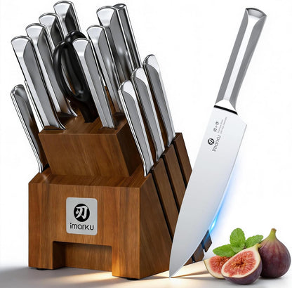 Steak Knives, Serrated Steak knives Set of 6, Japanese HC Steel Knife Set, Premium Serrated Carbon Stainless Steel Steak Knife with Gift Box,9 Inches/Piece, Silver
