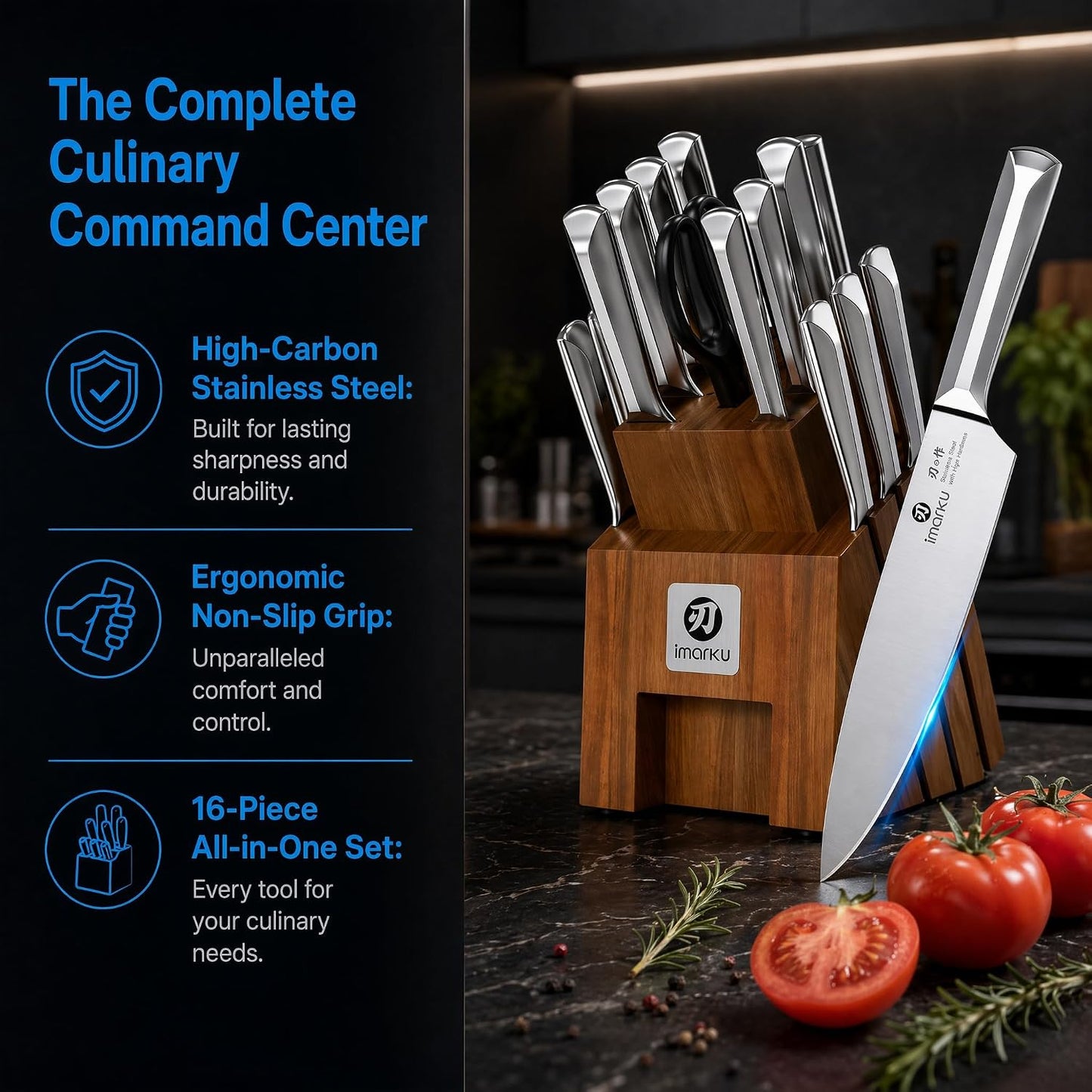 Steak Knives, Serrated Steak knives Set of 6, Japanese HC Steel Knife Set, Premium Serrated Carbon Stainless Steel Steak Knife with Gift Box,9 Inches/Piece, Silver
