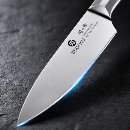 Steak Knives, Serrated Steak knives Set of 6, Japanese HC Steel Knife Set, Premium Serrated Carbon Stainless Steel Steak Knife with Gift Box,9 Inches/Piece, Silver