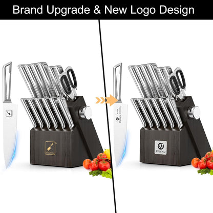 Steak Knives, Serrated Steak knives Set of 6, Japanese HC Steel Knife Set, Premium Serrated Carbon Stainless Steel Steak Knife with Gift Box,9 Inches/Piece, Silver