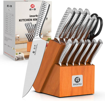 Steak Knives, Serrated Steak knives Set of 6, Japanese HC Steel Knife Set, Premium Serrated Carbon Stainless Steel Steak Knife with Gift Box,9 Inches/Piece, Silver