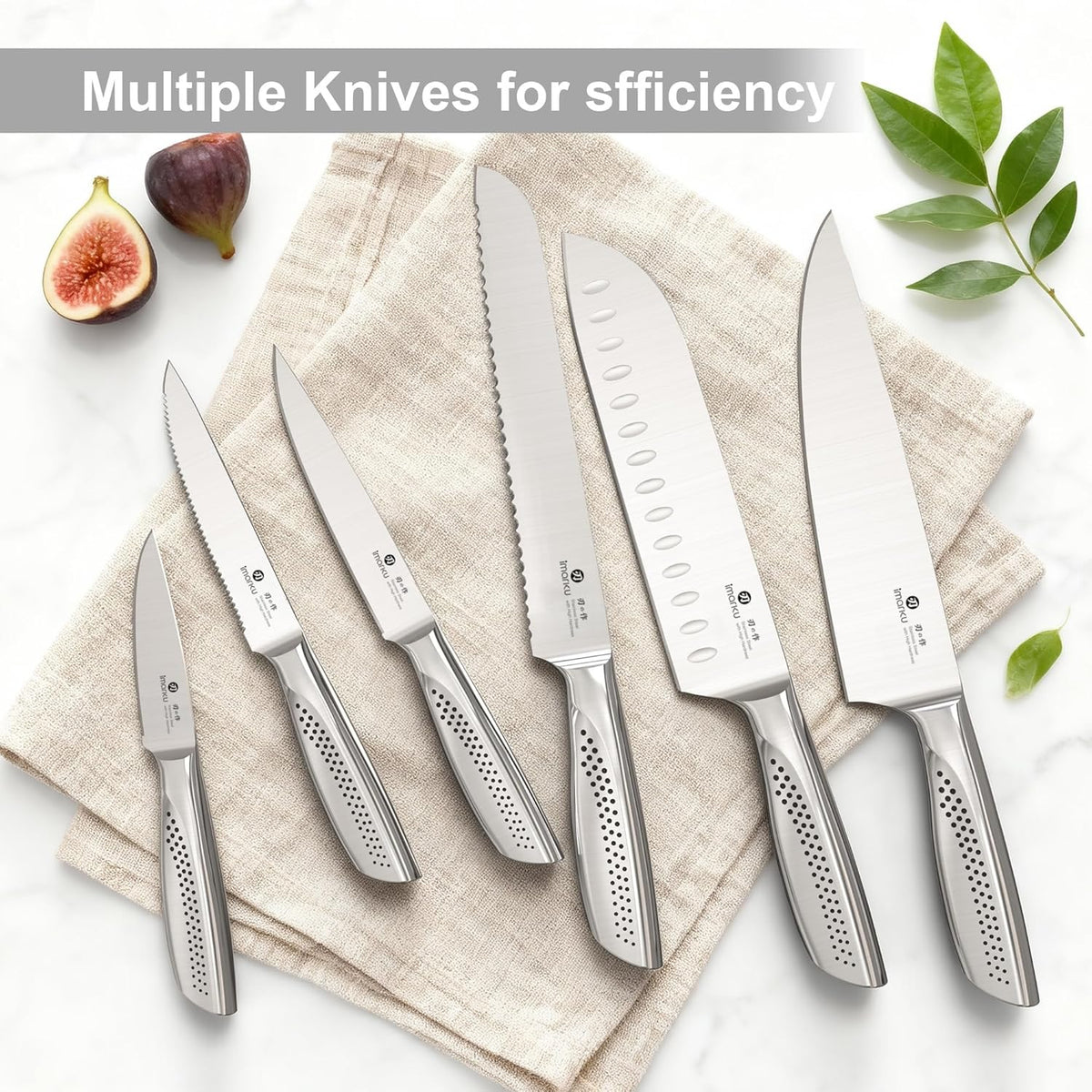 Steak Knives, Serrated Steak knives Set of 6, Japanese HC Steel Knife Set, Premium Serrated Carbon Stainless Steel Steak Knife with Gift Box,9 Inches/Piece, Silver