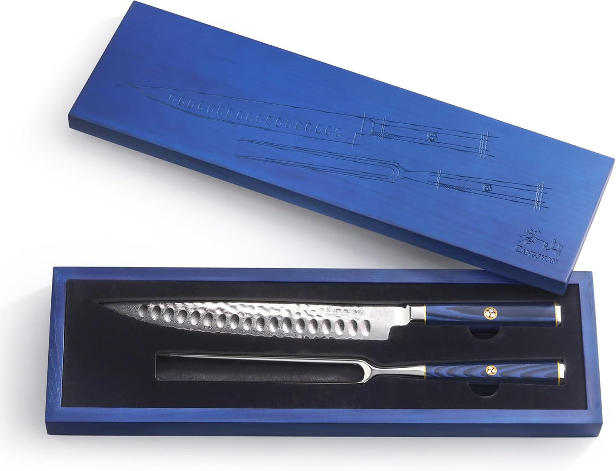 Cangshan KITA Series 2-Piece Carving Set With Ash Wood Box, High Carbon X-7 Damascus Steel, 501516 (2pc)