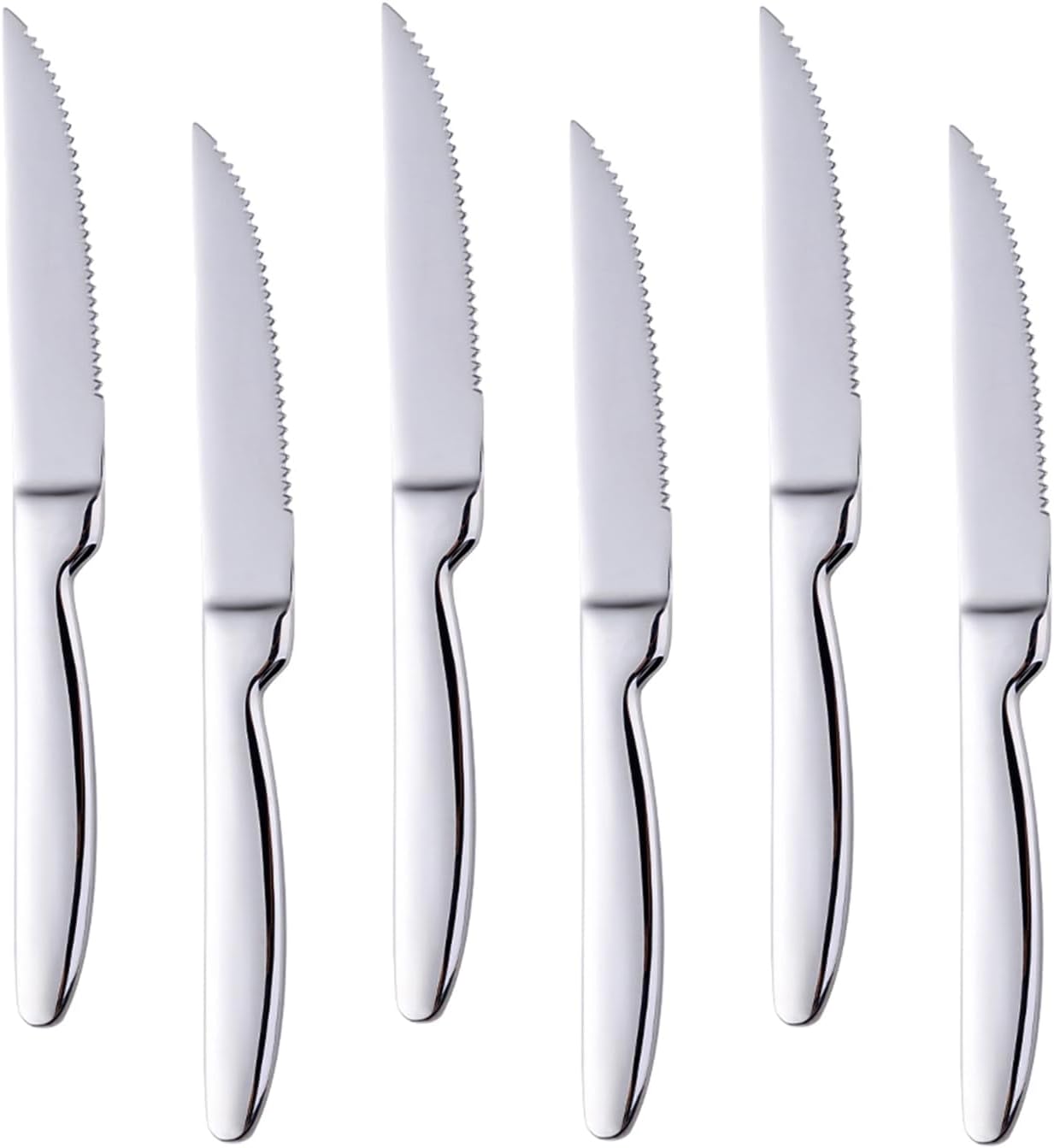 Black Steak Knife Sets, 6-Pieces Stainless Steel Kitchen Steak Knives-Easy to Clean and Non-Stick, 8.6 Inch, Dishwasher Safe