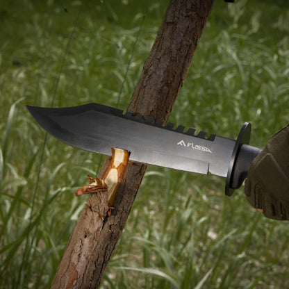 Survival Hunting Knife with Sheath, 15-inch Tactical Bowie Knife | Sharpener & Fire Starter Included, Full Tang Fixed Blade, for Camping, Outdoor, Bushcraft
