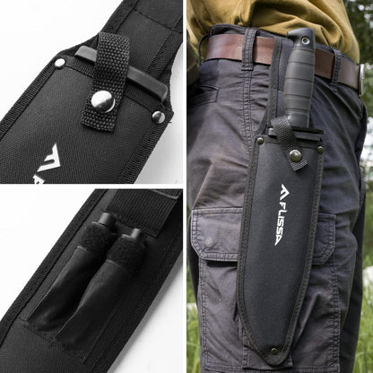Survival Hunting Knife with Sheath, 15-inch Tactical Bowie Knife | Sharpener & Fire Starter Included, Full Tang Fixed Blade, for Camping, Outdoor, Bushcraft