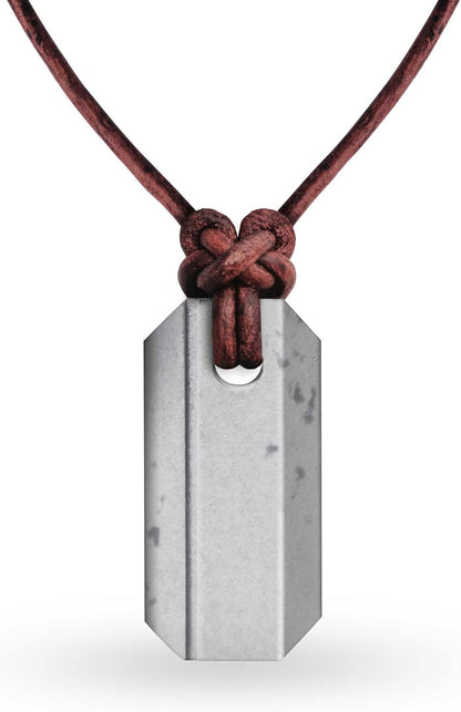 Viking Whetstone Pendant - One of A Kind Pocket Knife Sharpening Stone, Made In USA, Arkansas Novaculite on Leather Cord, Norse Inspired Knotwork, Everyday Carry Pocket Knife Sharpener Tool
