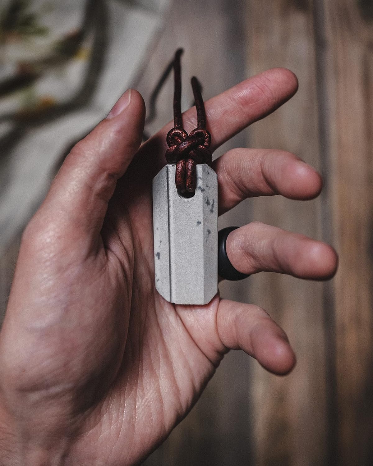 Viking Whetstone Pendant - One of A Kind Pocket Knife Sharpening Stone, Made In USA, Arkansas Novaculite on Leather Cord, Norse Inspired Knotwork, Everyday Carry Pocket Knife Sharpener Tool