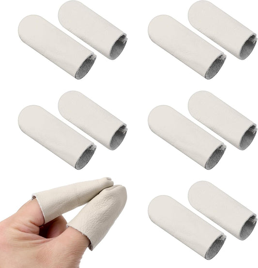 5 Pairs Finger Protectors for Sewing, Leather Thimble & Crochet Finger Guard, Hand Craft Needlework Tools for Knitting & Needle Felting