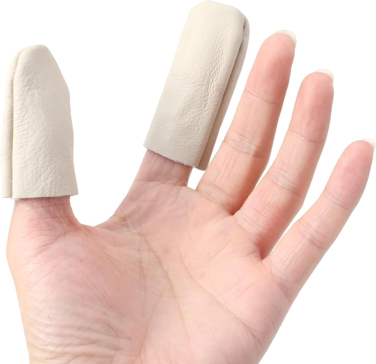5 Pairs Finger Protectors for Sewing, Leather Thimble & Crochet Finger Guard, Hand Craft Needlework Tools for Knitting & Needle Felting