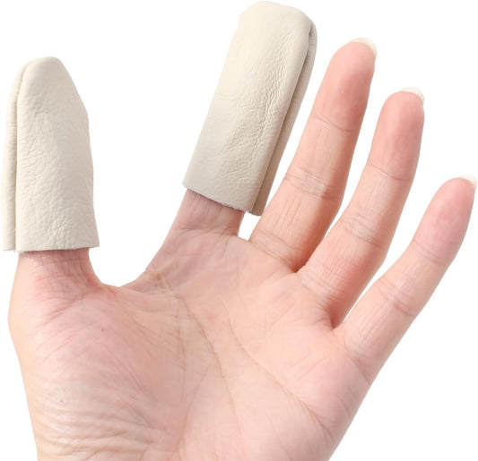 5 Pairs Finger Protectors for Sewing, Leather Thimble & Crochet Finger Guard, Hand Craft Needlework Tools for Knitting & Needle Felting