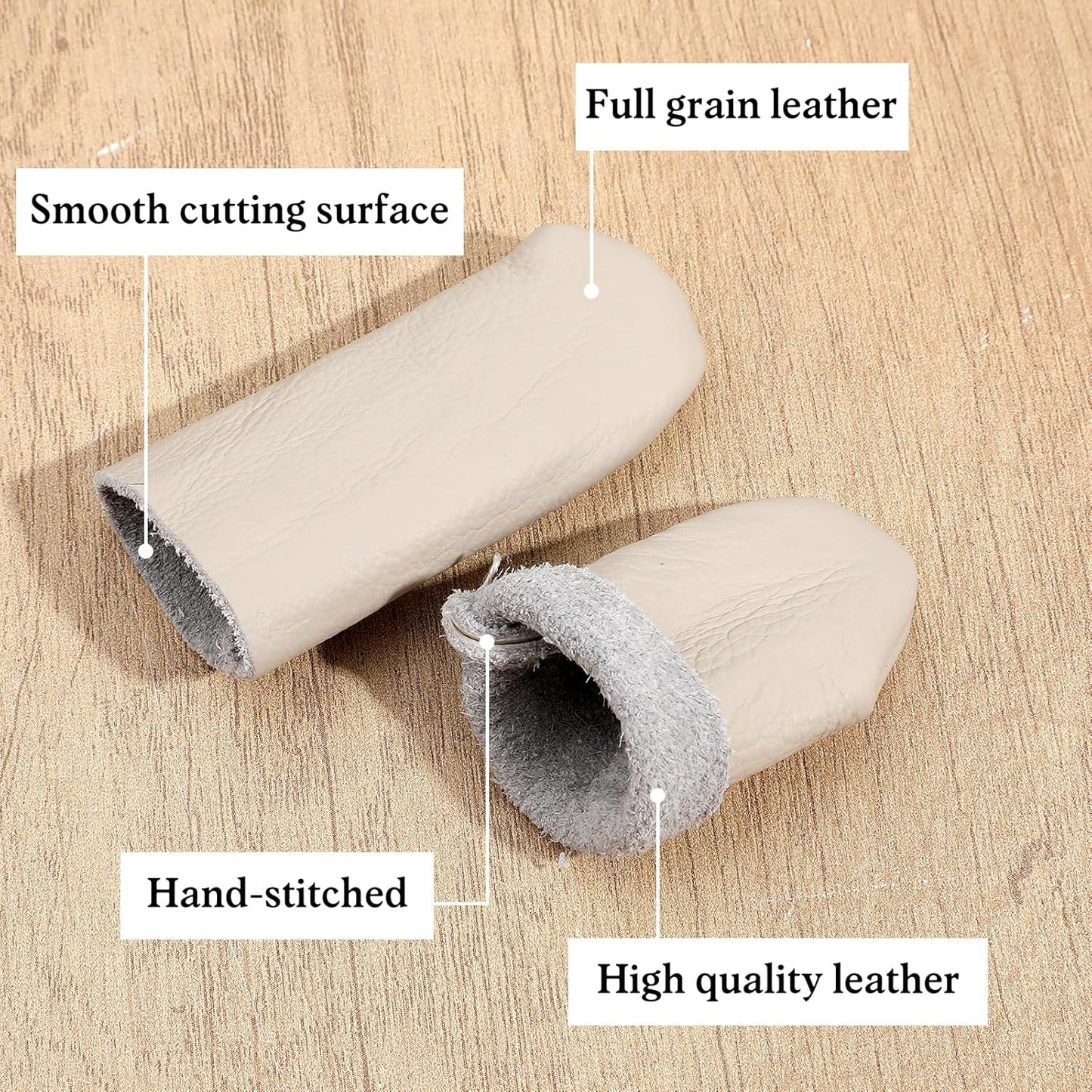 5 Pairs Finger Protectors for Sewing, Leather Thimble & Crochet Finger Guard, Hand Craft Needlework Tools for Knitting & Needle Felting