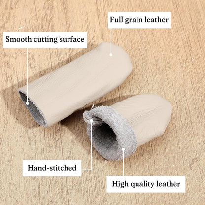 5 Pairs Finger Protectors for Sewing, Leather Thimble & Crochet Finger Guard, Hand Craft Needlework Tools for Knitting & Needle Felting