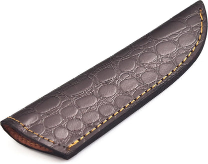Chocolate Brown Crocodile Leather Knife Sheath – Handmade Fixed Blade Holster for 6–8 Inch Hunting & Survival Knives – Premium Exotic Belt Sheath for Bushcraft, Outdoor EDC & Tactical Field Use