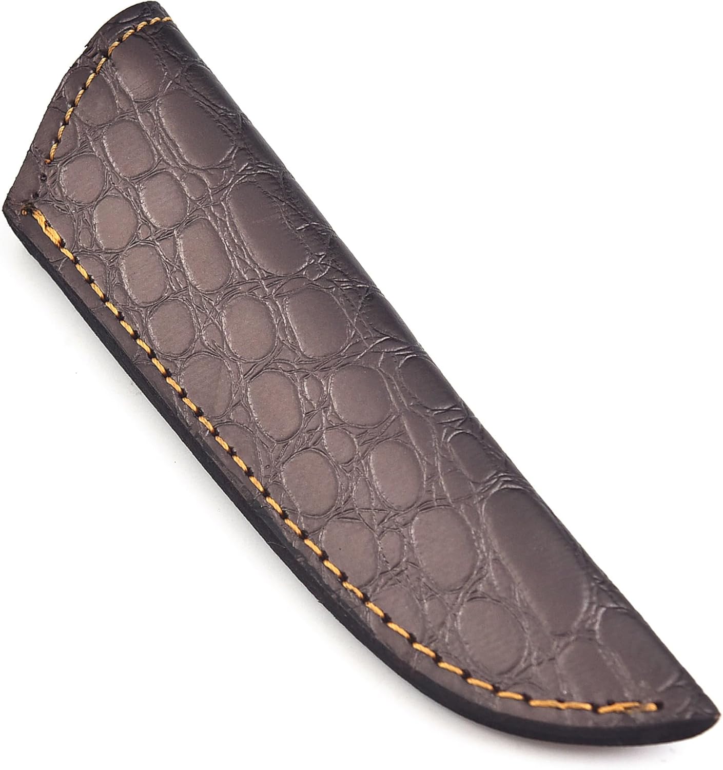 Chocolate Brown Crocodile Leather Knife Sheath – Handmade Fixed Blade Holster for 6–8 Inch Hunting & Survival Knives – Premium Exotic Belt Sheath for Bushcraft, Outdoor EDC & Tactical Field Use