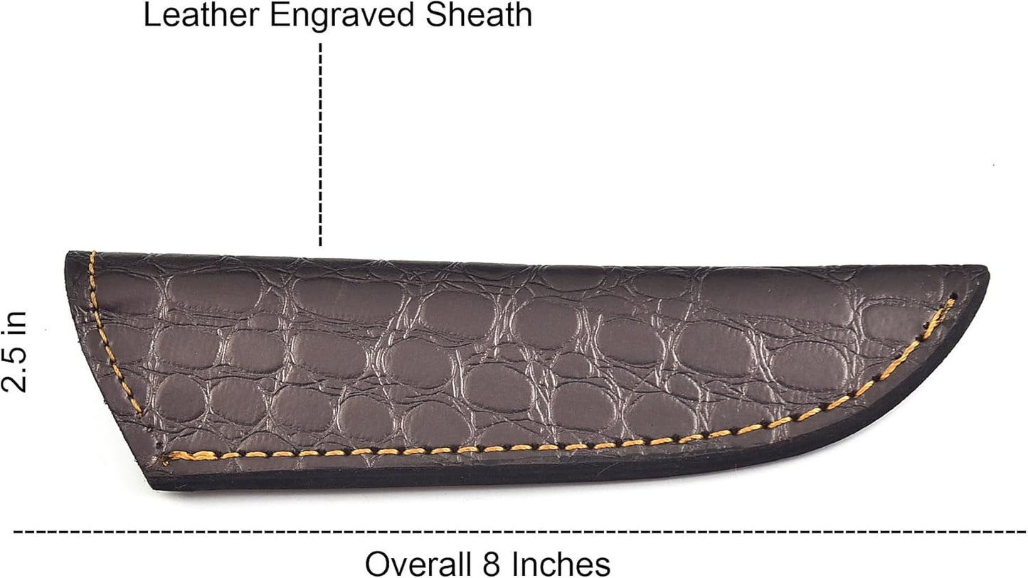 Chocolate Brown Crocodile Leather Knife Sheath – Handmade Fixed Blade Holster for 6–8 Inch Hunting & Survival Knives – Premium Exotic Belt Sheath for Bushcraft, Outdoor EDC & Tactical Field Use