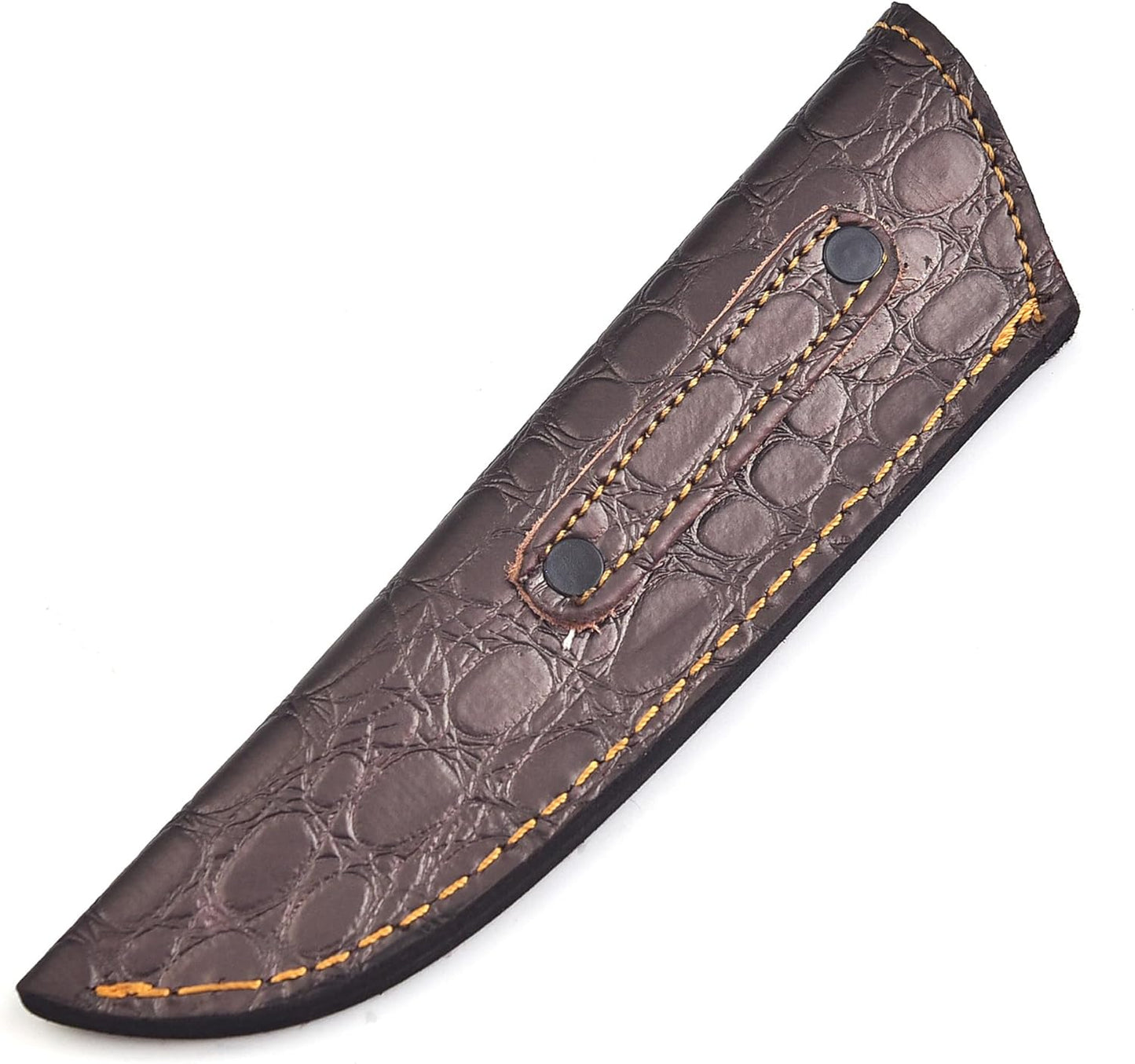 Chocolate Brown Crocodile Leather Knife Sheath – Handmade Fixed Blade Holster for 6–8 Inch Hunting & Survival Knives – Premium Exotic Belt Sheath for Bushcraft, Outdoor EDC & Tactical Field Use
