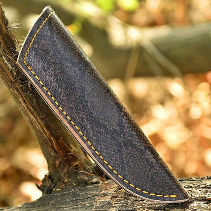 Chocolate Brown Crocodile Leather Knife Sheath – Handmade Fixed Blade Holster for 6–8 Inch Hunting & Survival Knives – Premium Exotic Belt Sheath for Bushcraft, Outdoor EDC & Tactical Field Use