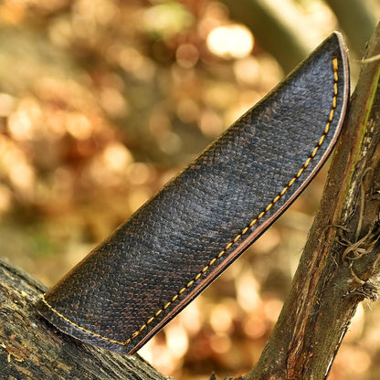 Chocolate Brown Crocodile Leather Knife Sheath – Handmade Fixed Blade Holster for 6–8 Inch Hunting & Survival Knives – Premium Exotic Belt Sheath for Bushcraft, Outdoor EDC & Tactical Field Use