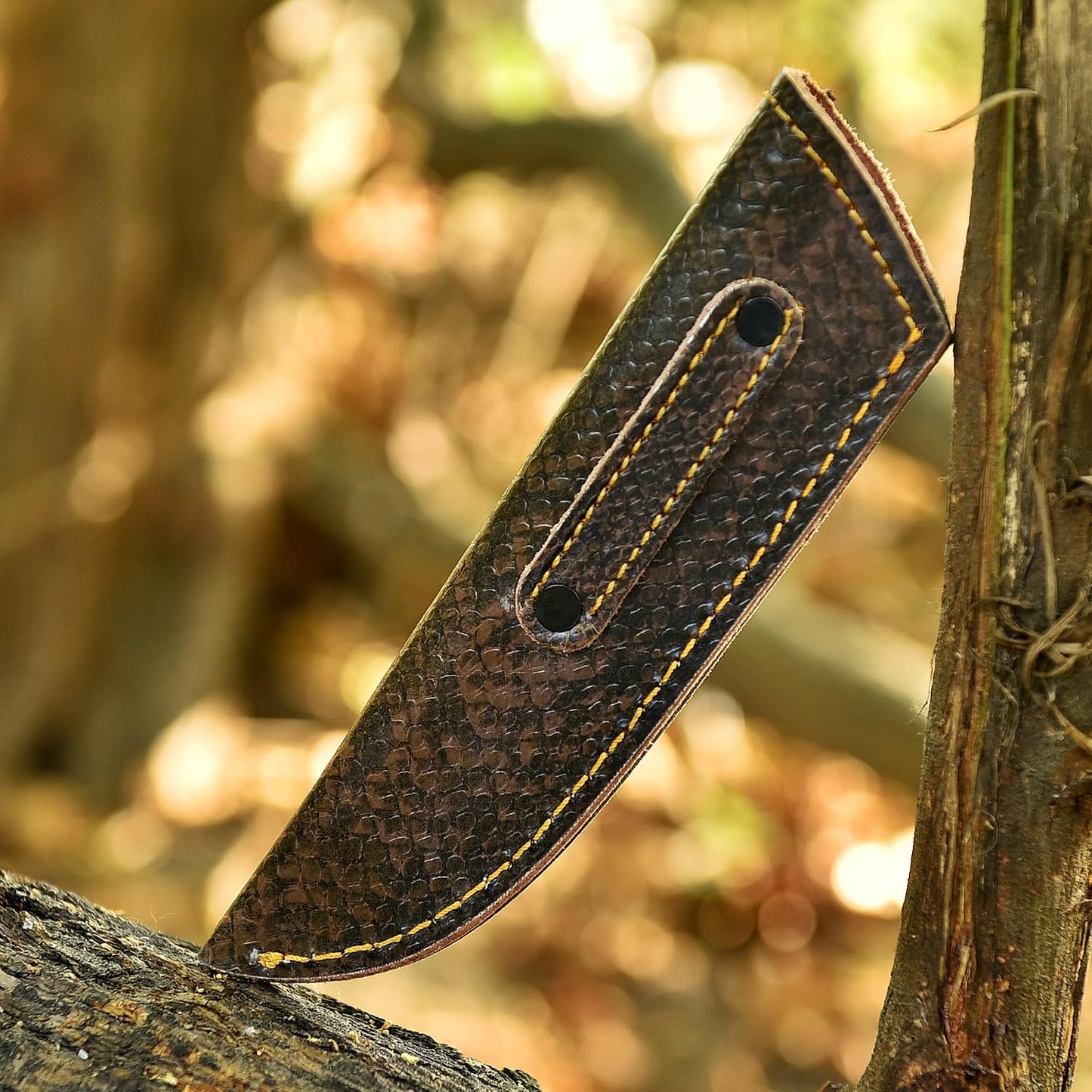 Chocolate Brown Crocodile Leather Knife Sheath – Handmade Fixed Blade Holster for 6–8 Inch Hunting & Survival Knives – Premium Exotic Belt Sheath for Bushcraft, Outdoor EDC & Tactical Field Use