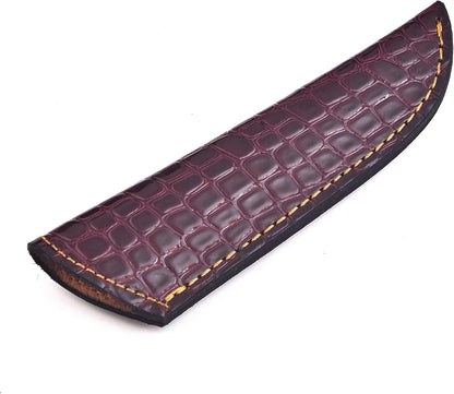 Chocolate Brown Crocodile Leather Knife Sheath – Handmade Fixed Blade Holster for 6–8 Inch Hunting & Survival Knives – Premium Exotic Belt Sheath for Bushcraft, Outdoor EDC & Tactical Field Use