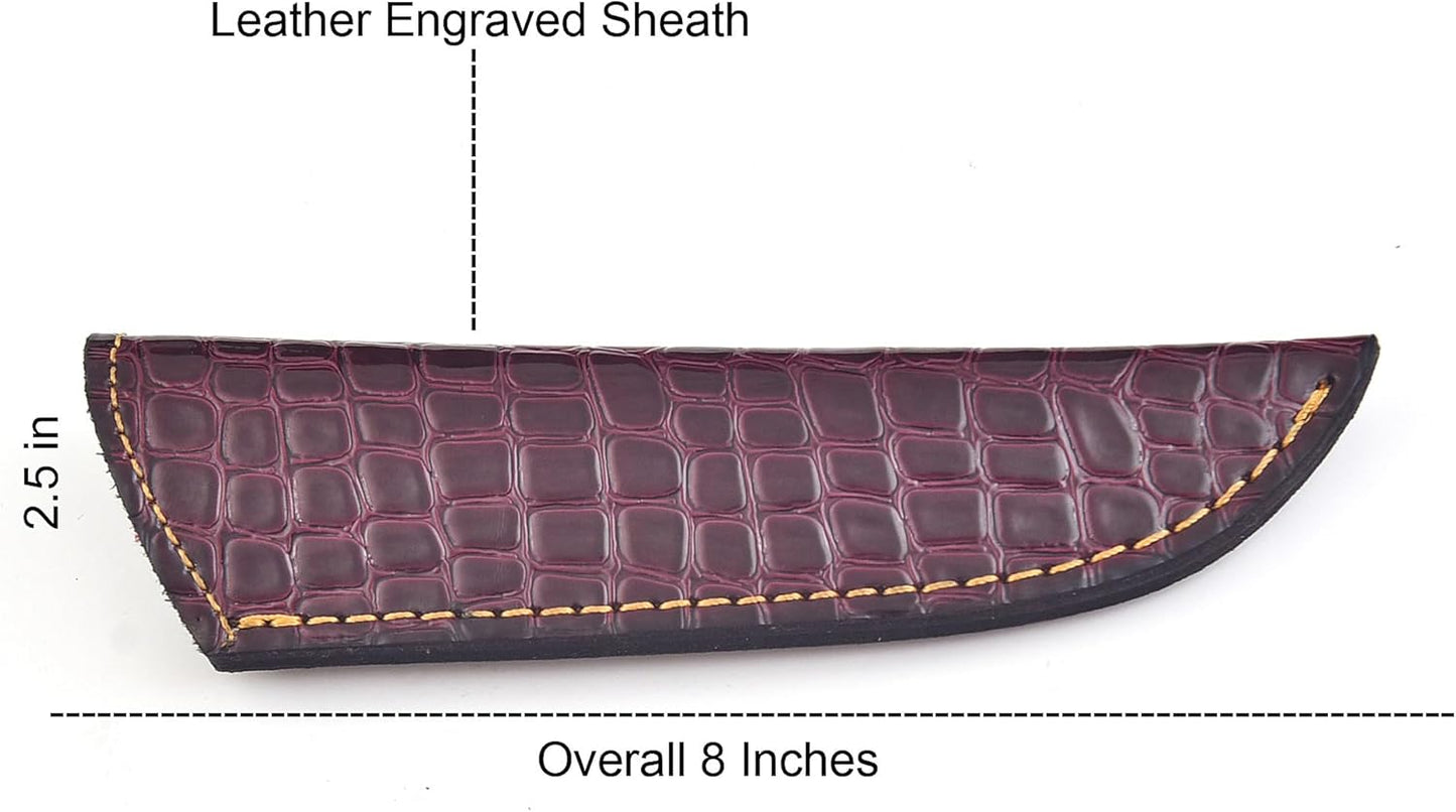 Chocolate Brown Crocodile Leather Knife Sheath – Handmade Fixed Blade Holster for 6–8 Inch Hunting & Survival Knives – Premium Exotic Belt Sheath for Bushcraft, Outdoor EDC & Tactical Field Use