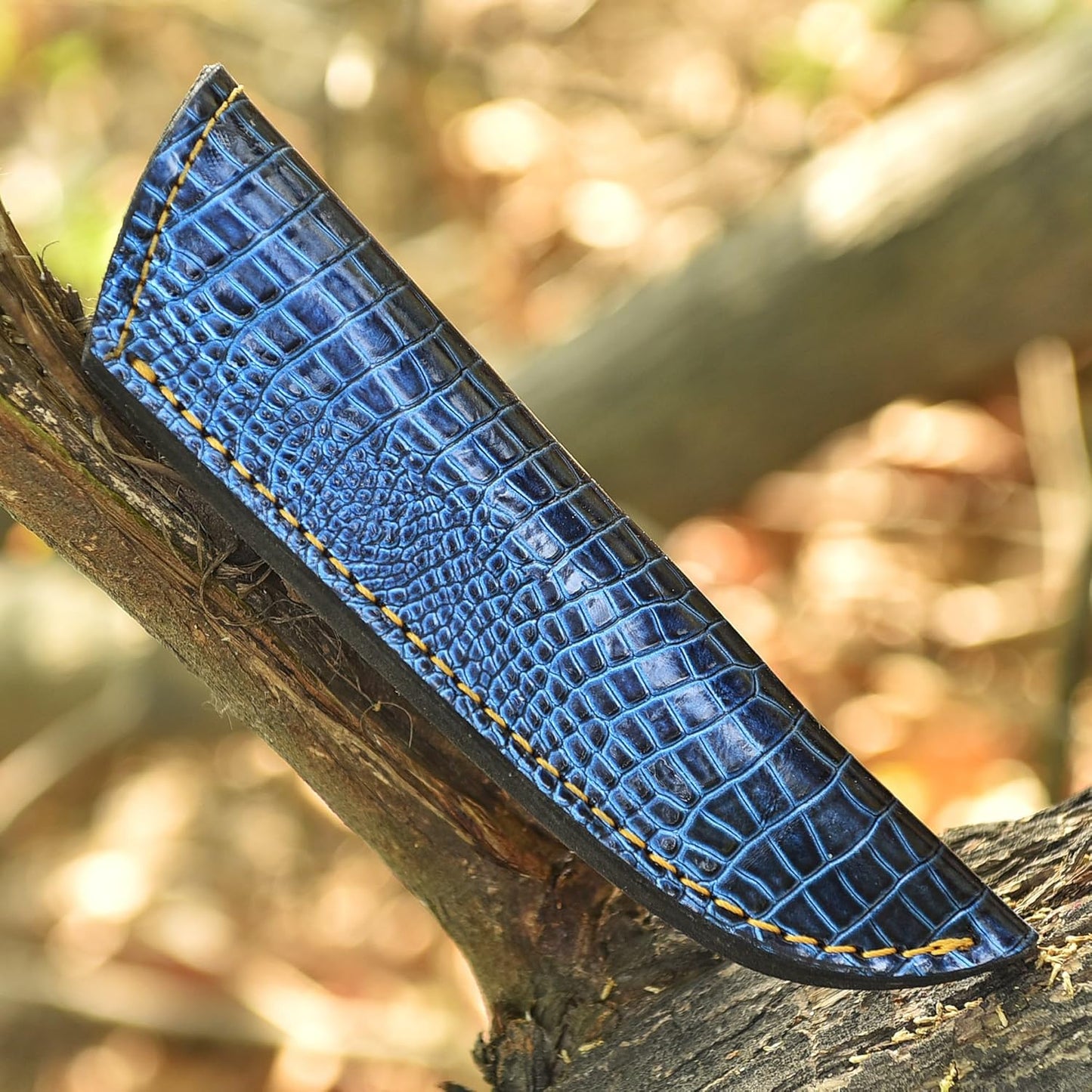 Chocolate Brown Crocodile Leather Knife Sheath – Handmade Fixed Blade Holster for 6–8 Inch Hunting & Survival Knives – Premium Exotic Belt Sheath for Bushcraft, Outdoor EDC & Tactical Field Use