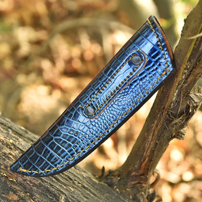 Chocolate Brown Crocodile Leather Knife Sheath – Handmade Fixed Blade Holster for 6–8 Inch Hunting & Survival Knives – Premium Exotic Belt Sheath for Bushcraft, Outdoor EDC & Tactical Field Use