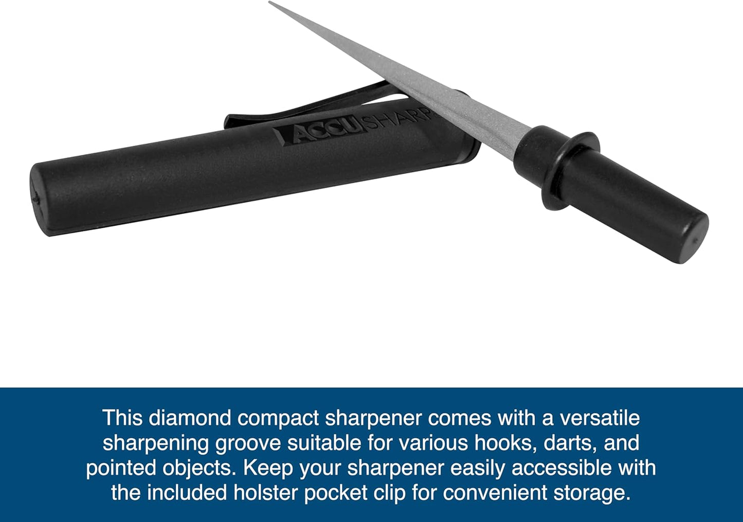 AccuSharp Diamond Compact Tapered Rod Sharpener, Portable Knife & Tool Sharpener for Serrated Blades, Fillet Knives & Fish Hooks, Knife Honing Steel Rod