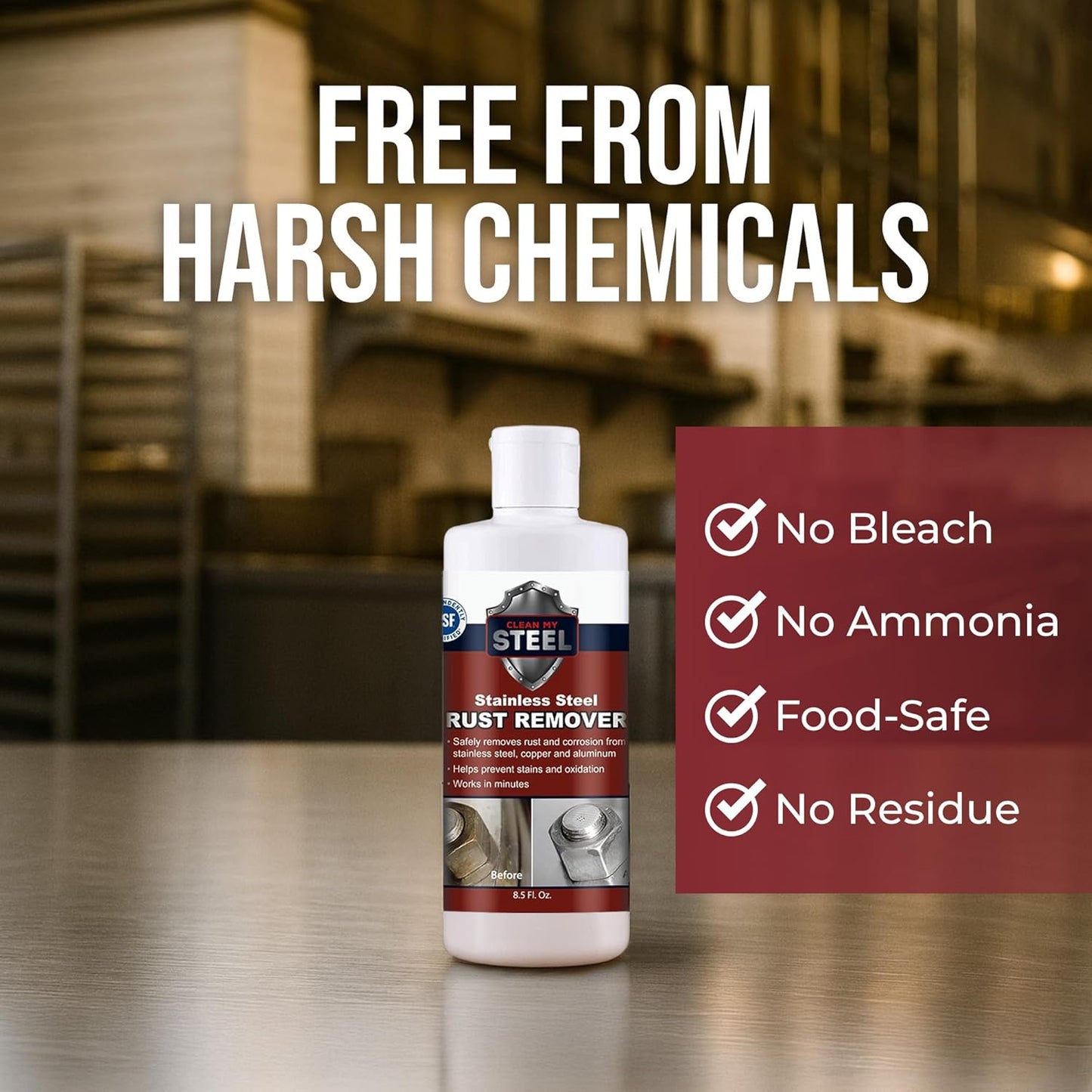 Stainless Steel Rust Remover Cream (4 Fl oz) | NSF certified rust remover cream. Safe for home appliances and grills.