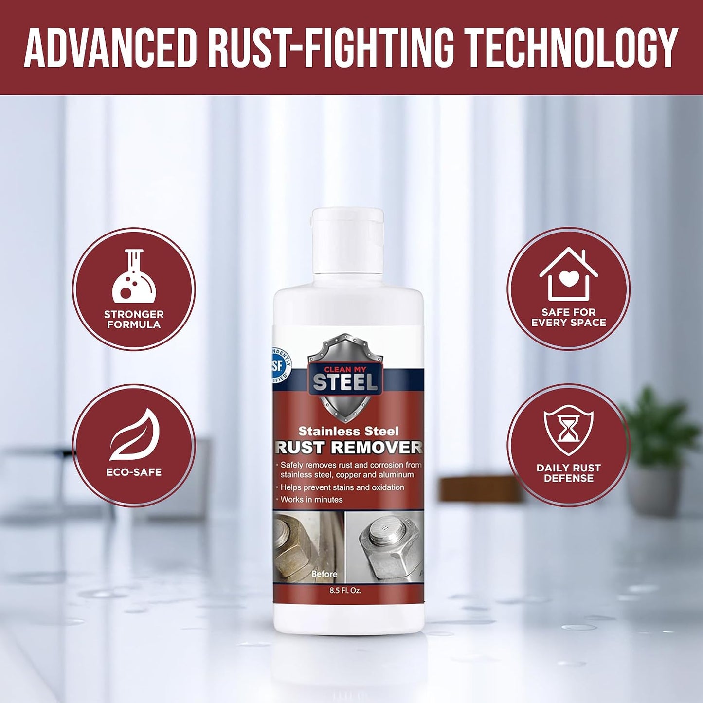 Stainless Steel Rust Remover Cream (4 Fl oz) | NSF certified rust remover cream. Safe for home appliances and grills.