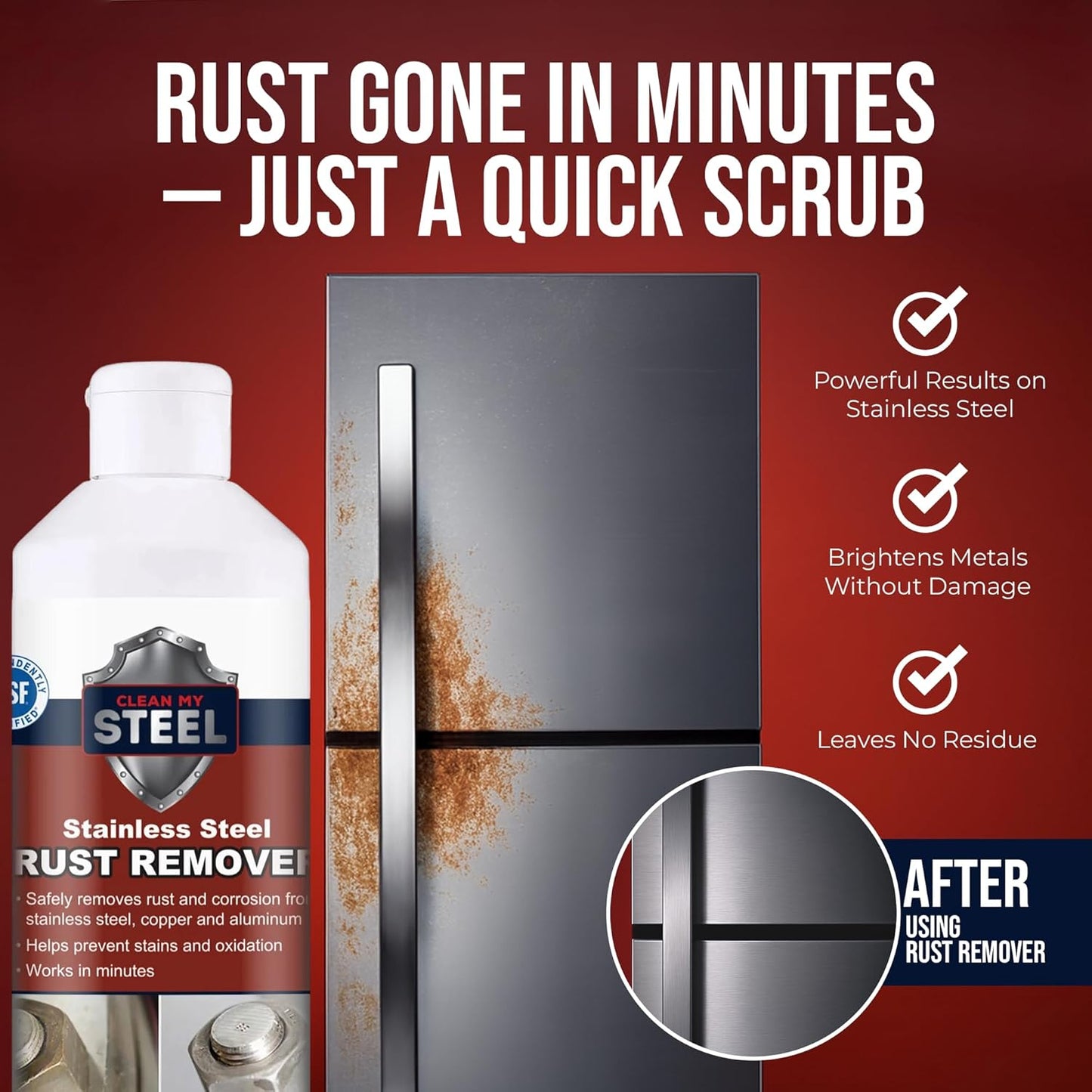 Stainless Steel Rust Remover Cream (4 Fl oz) | NSF certified rust remover cream. Safe for home appliances and grills.
