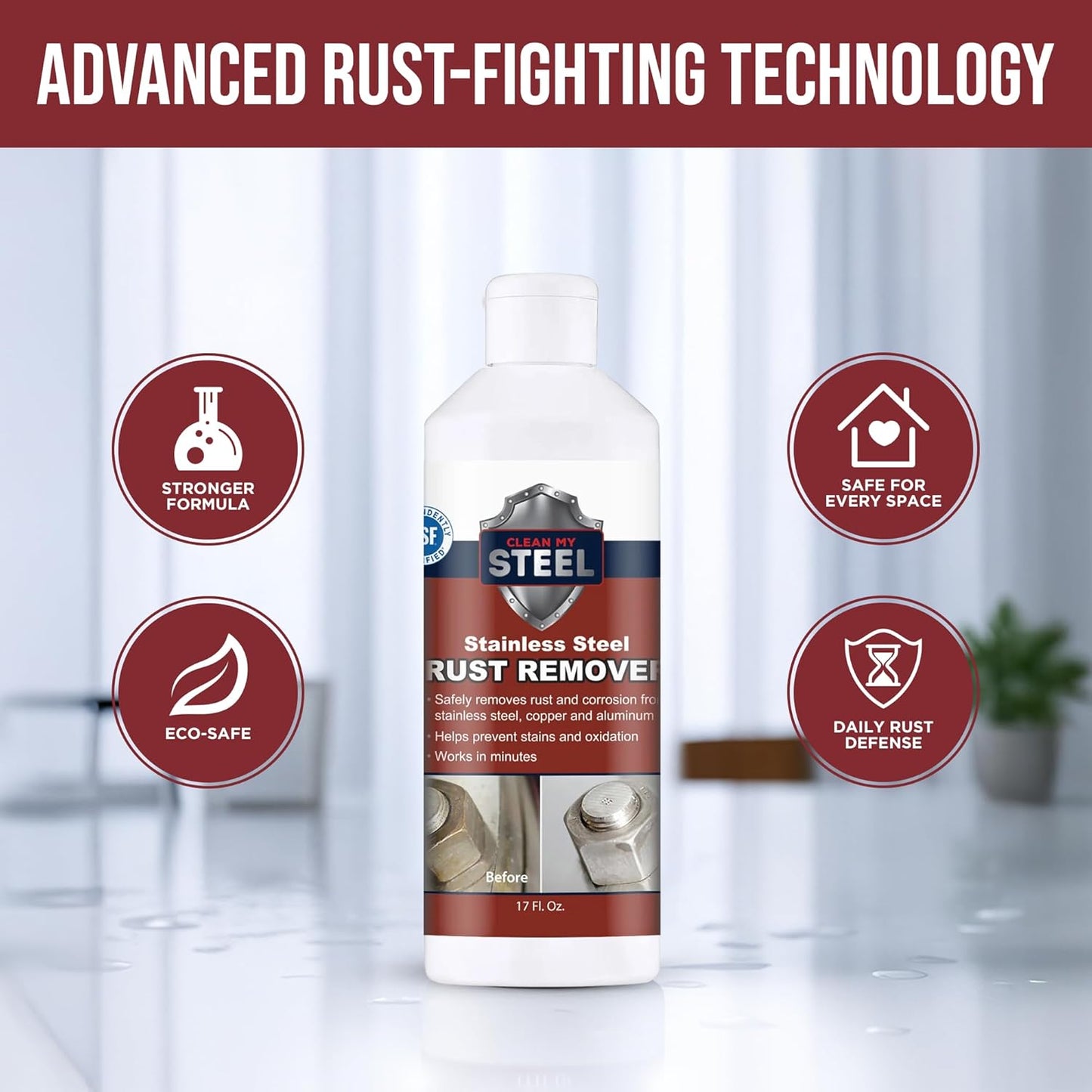 Stainless Steel Rust Remover Cream (4 Fl oz) | NSF certified rust remover cream. Safe for home appliances and grills.