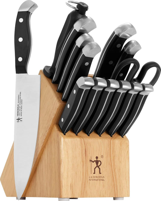 Statement 15-Pc Knife Block Set, Razor-Sharp, German Engineered | Informed by 100+ Years of Mastery. Dishwasher safe, Comfortable Grip Ideal for Everyday Cooking. High Quality Stainless Steel