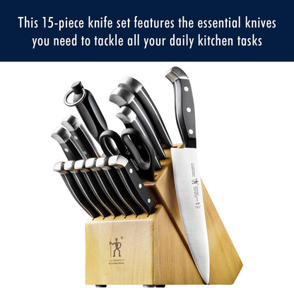 Statement 15-Pc Knife Block Set, Razor-Sharp, German Engineered | Informed by 100+ Years of Mastery. Dishwasher safe, Comfortable Grip Ideal for Everyday Cooking. High Quality Stainless Steel
