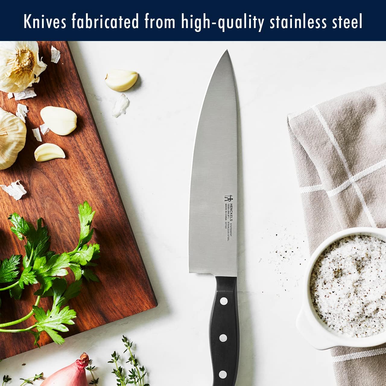 Statement 15-Pc Knife Block Set, Razor-Sharp, German Engineered | Informed by 100+ Years of Mastery. Dishwasher safe, Comfortable Grip Ideal for Everyday Cooking. High Quality Stainless Steel