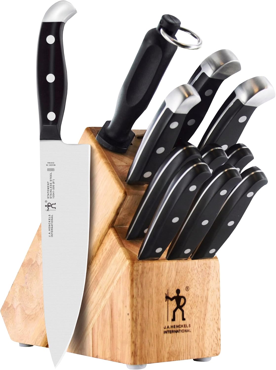 Statement 15-Pc Knife Block Set, Razor-Sharp, German Engineered | Informed by 100+ Years of Mastery. Dishwasher safe, Comfortable Grip Ideal for Everyday Cooking. High Quality Stainless Steel