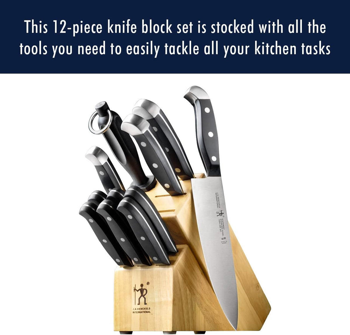Statement 15-Pc Knife Block Set, Razor-Sharp, German Engineered | Informed by 100+ Years of Mastery. Dishwasher safe, Comfortable Grip Ideal for Everyday Cooking. High Quality Stainless Steel
