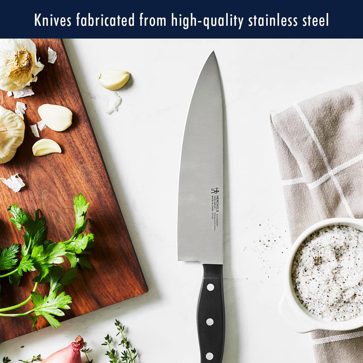Statement 15-Pc Knife Block Set, Razor-Sharp, German Engineered | Informed by 100+ Years of Mastery. Dishwasher safe, Comfortable Grip Ideal for Everyday Cooking. High Quality Stainless Steel
