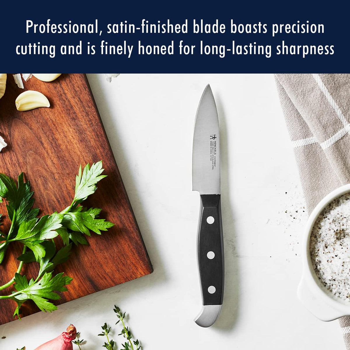 Statement 15-Pc Knife Block Set, Razor-Sharp, German Engineered | Informed by 100+ Years of Mastery. Dishwasher safe, Comfortable Grip Ideal for Everyday Cooking. High Quality Stainless Steel