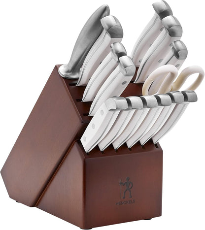 Statement 15-Pc Knife Block Set, Razor-Sharp, German Engineered | Informed by 100+ Years of Mastery. Dishwasher safe, Comfortable Grip Ideal for Everyday Cooking. High Quality Stainless Steel