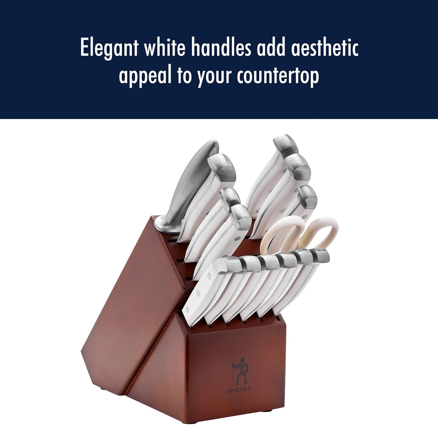 Statement 15-Pc Knife Block Set, Razor-Sharp, German Engineered | Informed by 100+ Years of Mastery. Dishwasher safe, Comfortable Grip Ideal for Everyday Cooking. High Quality Stainless Steel