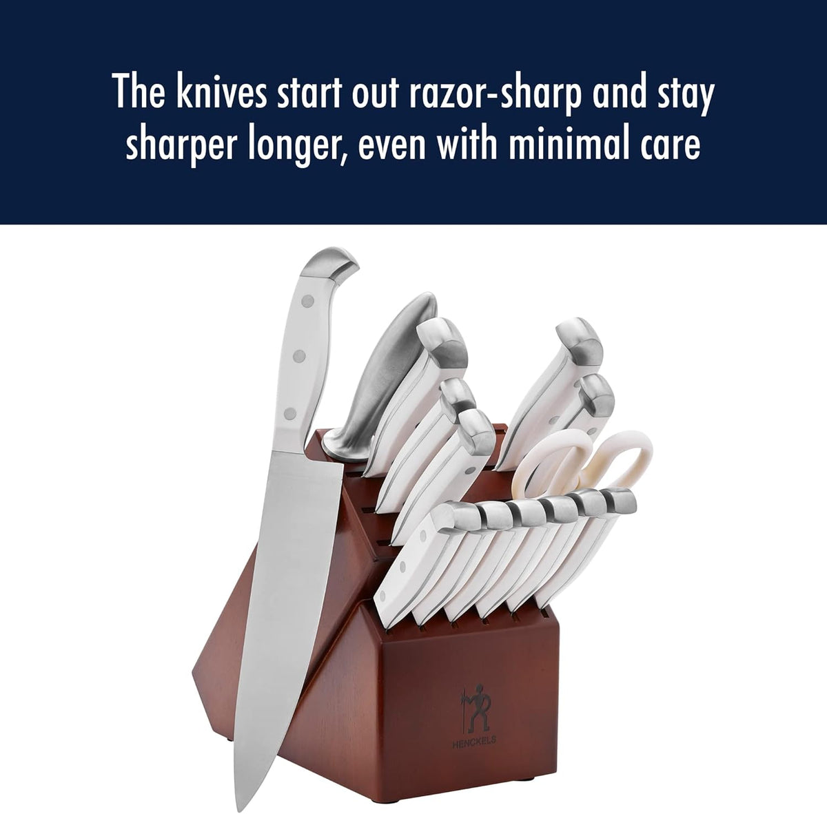 Statement 15-Pc Knife Block Set, Razor-Sharp, German Engineered | Informed by 100+ Years of Mastery. Dishwasher safe, Comfortable Grip Ideal for Everyday Cooking. High Quality Stainless Steel