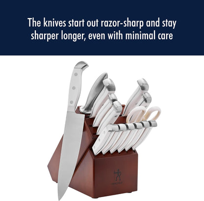 Statement 15-Pc Knife Block Set, Razor-Sharp, German Engineered | Informed by 100+ Years of Mastery. Dishwasher safe, Comfortable Grip Ideal for Everyday Cooking. High Quality Stainless Steel
