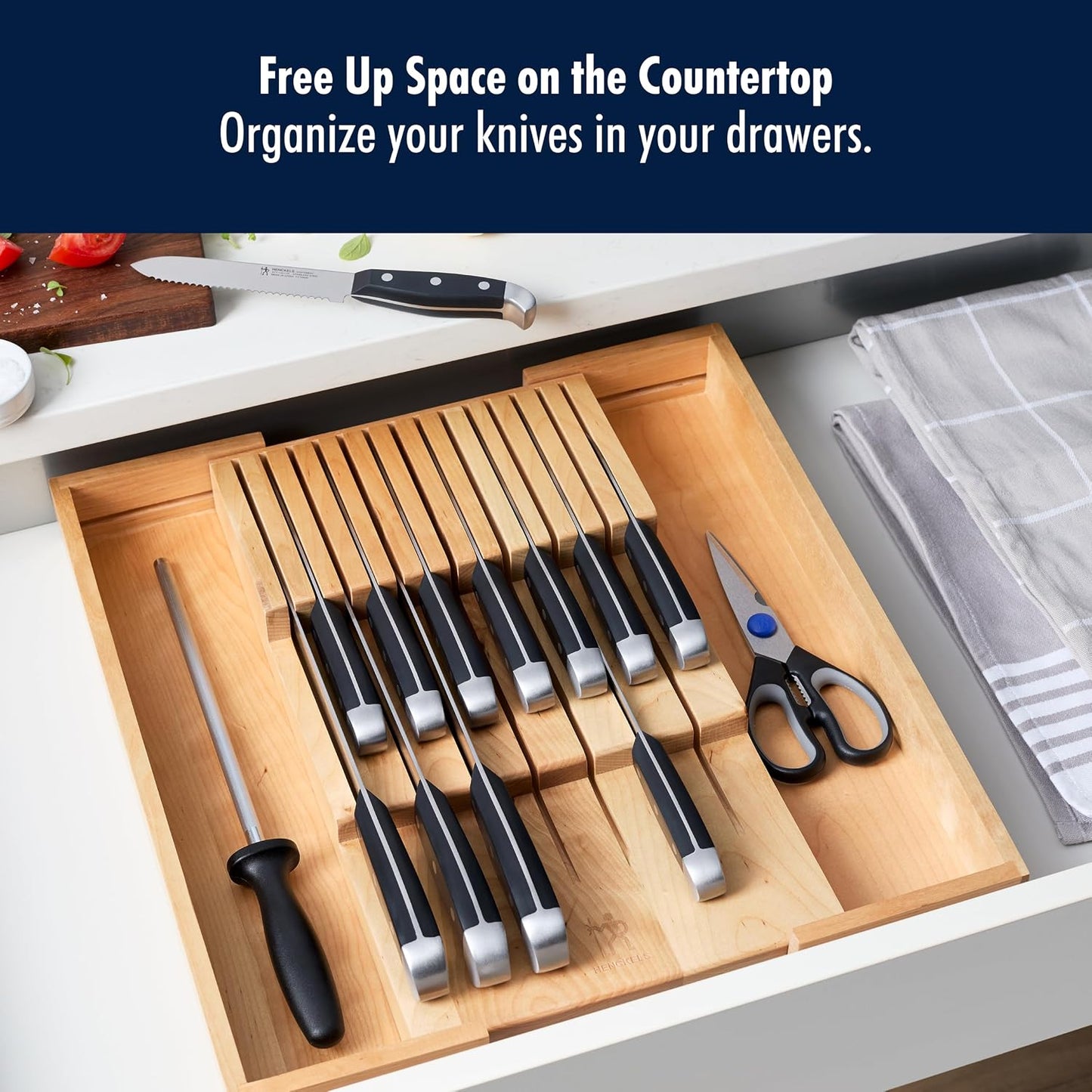 Statement 15-Pc Knife Block Set, Razor-Sharp, German Engineered | Informed by 100+ Years of Mastery. Dishwasher safe, Comfortable Grip Ideal for Everyday Cooking. High Quality Stainless Steel