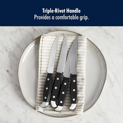 Statement 15-Pc Knife Block Set, Razor-Sharp, German Engineered | Informed by 100+ Years of Mastery. Dishwasher safe, Comfortable Grip Ideal for Everyday Cooking. High Quality Stainless Steel