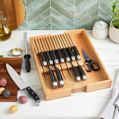 Statement 15-Pc Knife Block Set, Razor-Sharp, German Engineered | Informed by 100+ Years of Mastery. Dishwasher safe, Comfortable Grip Ideal for Everyday Cooking. High Quality Stainless Steel