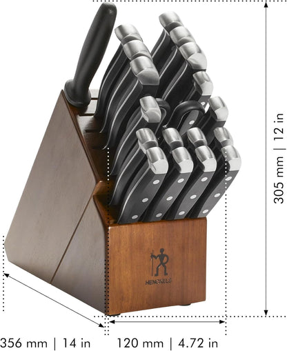 Statement 15-Pc Knife Block Set, Razor-Sharp, German Engineered | Informed by 100+ Years of Mastery. Dishwasher safe, Comfortable Grip Ideal for Everyday Cooking. High Quality Stainless Steel