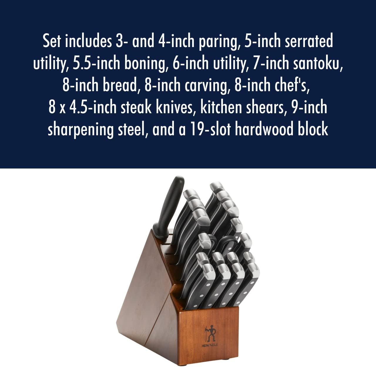 Statement 15-Pc Knife Block Set, Razor-Sharp, German Engineered | Informed by 100+ Years of Mastery. Dishwasher safe, Comfortable Grip Ideal for Everyday Cooking. High Quality Stainless Steel