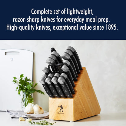 Statement 15-Pc Knife Block Set, Razor-Sharp, German Engineered | Informed by 100+ Years of Mastery. Dishwasher safe, Comfortable Grip Ideal for Everyday Cooking. High Quality Stainless Steel